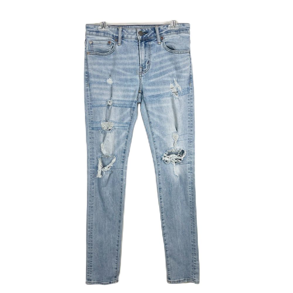 American Eagle Jeans 30 x 34 Blue Denim Stacked Skinny Next Level Airflex